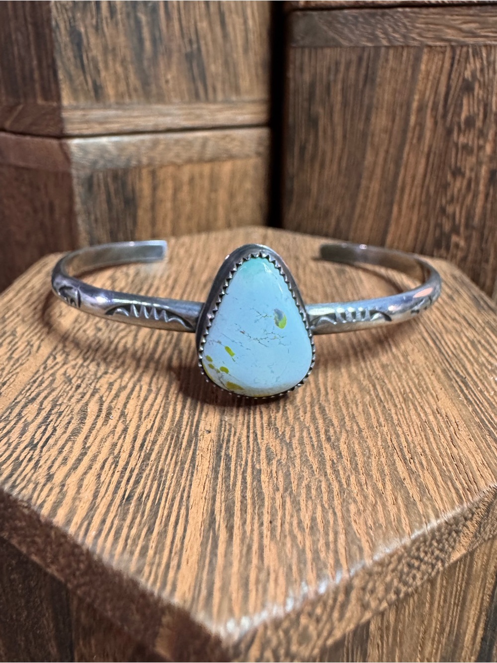 Sterling Silver Stamped Cuff Gobi Desert Turquoise
